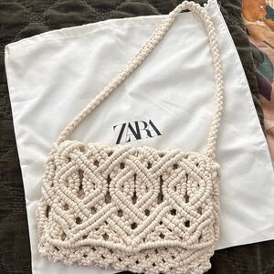 Zara Beige Macramé Shoulder Bag